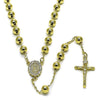 Rosario Mediano 09.213.0039.24 Oro Laminado, Diseño de Guadalupe y Crucifijo, Diseño de Guadalupe, con Zirconia Cubica Blanca, Pulido, Dorado