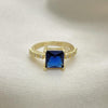 Anillo Multi Piedra 01.284.0056.3 Oro Laminado, con Zirconia Cubica Zafiro Azul y Micro PaveBlanca, Pulido, Dorado