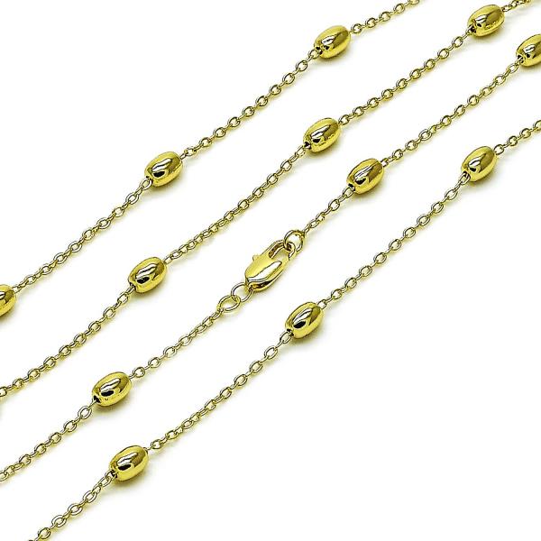 Gargantilla Básica 04.213.0281.20 Oro Laminado, Diseño de Rolo y Bola, Diseño de Rolo, Pulido, Dorado