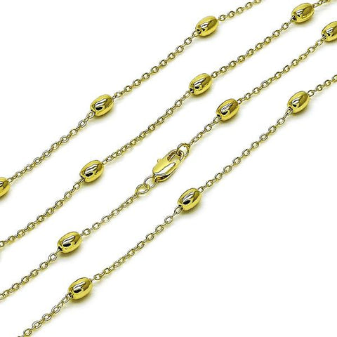 Gargantilla Básica 04.213.0281.20 Oro Laminado, Diseño de Rolo y Bola, Diseño de Rolo, Pulido, Dorado