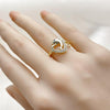 Anillo Multi Piedra 01.310.0044 Oro Laminado, Diseño de Delfin y Corazon, Diseño de Delfin, con Zirconia Cubica Blanca, Pulido, Dorado