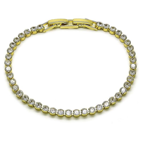 Pulsera Tennis 03.213.0326.07 Oro Laminado, con Zirconia Cubica Blanca, Pulido, Dorado