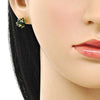 Arete Dormilona 02.342.0360.1 Oro Laminado, Diseño de Bola, con Zirconia Cubica Verde, Pulido, Dorado