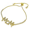 Pulsera Bolo Ajustable 03.341.0127.11 Oro Laminado, Diseño de Mama, con Micro Pave Blanca, Pulido, Dorado