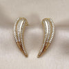 Arete Dormilona 02.283.0239 Oro Laminado, Diseño de Alas, con Zirconia Cubica Blanca, Pulido, Dorado