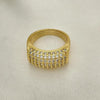 Anillo Multi Piedra 01.346.0009.09 Oro Laminado, con Micro Pave Blanca, Pulido, Dorado