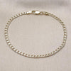 Pulsera Básica 04.213.0357.07 Oro Laminado, Diseño de Cubana y Cubana Pave, Diseño de Cubana, Diamantado, Dorado