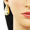 Arete Dormilona 02.428.0032 Oro Laminado, Diseño de Gota y Hueco, Diseño de Gota, Pulido, Dorado