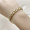 Pulsera Elegante 03.283.0494.07 Oro Laminado, Diseño de Miami Cubana, con Zirconia Cubica Blanca, Pulido, Dorado