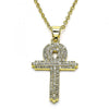 Dije Religioso 05.102.0043 Oro Laminado, Diseño de Cruz, con Micro Pave Blanca, Pulido, Dorado