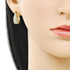 Argolla Huggie 02.283.0267.18 Oro Laminado, con Zirconia Cubica Blanca, Pulido, Dorado