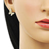 Arete Dormilona 02.379.0075 Oro Laminado, Diseño de Mariposa, con Perla Marfil, Pulido, Dorado
