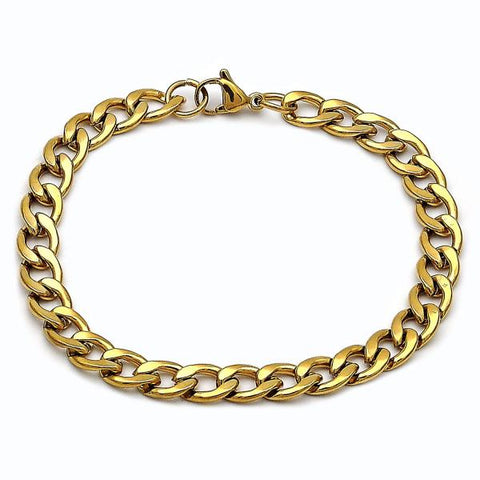 Pulsera Básica 03.256.0012.09 Acero Inoxidable, Diseño de Cubana, Pulido, Dorado