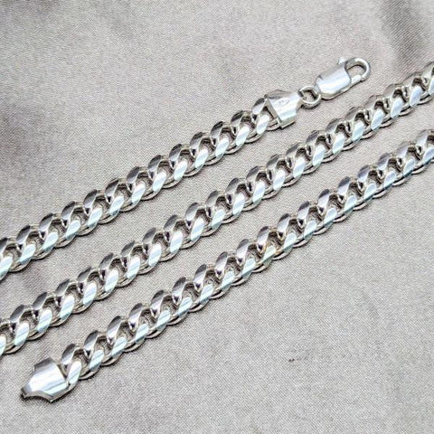 Pulsera Básica 03.420.0008.09 Plata Rodinada, Diseño de Miami Cubana, Pulido, Plateado