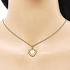 Juego de Arete y Dije de Adulto 10.379.0066 Oro Laminado, Diseño de Corazon, con Perla Marfil, Pulido, Dorado