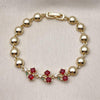 Pulsera Elegante 03.283.0475.07 Oro Laminado, Diseño de Cereza y Bola, Diseño de Cereza, con Zirconia Cubica Granate y Verde, Pulido, Dorado