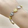 Pulsera Tennis 03.341.0241.07 Oro Laminado, Diseño de Guadalupe, Diamantado, Dos Tonos