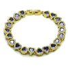 Pulsera Tennis 03.284.0058.3.07 Oro Laminado, Diseño de Corazon, con Zirconia Cubica Amatista, Pulido, Dorado