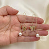 Arete Violador 02.380.0064 Oro Laminado, Diseño de Mariposa, con Cristal Granate y Rosado, Pulido, Dorado