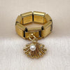 Anillo Multi Piedra 01.341.0163 Oro Laminado, Diseño de Concha, con Zirconia Cubica Blanca y PerlaMarfil, Pulido, Dorado