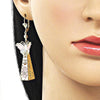 Arete Largo 02.331.0066 Oro Laminado, Diseño de Guadalupe y Mariposa, Diseño de Guadalupe, Pulido, Tricolor