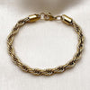 Pulsera Básica 03.435.0006.09 Acero Inoxidable, Diseño de Rope, Pulido, Dorado