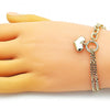 Pulsera Elegante 03.213.0209.07 Oro Laminado, Diseño de Corazon y Rolo, Diseño de Corazon, Pulido, Dorado