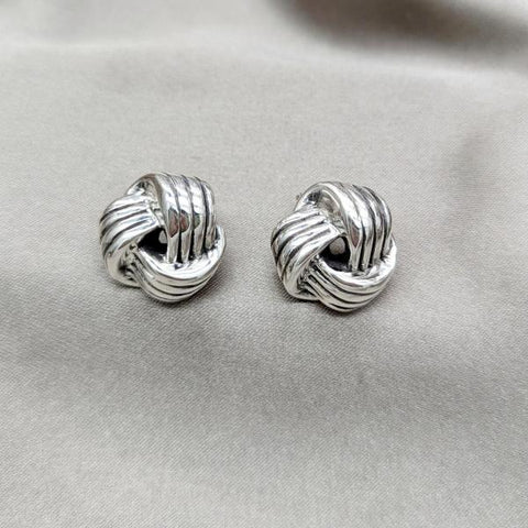 Arete Dormilona 02.395.0050 Plata Rodinada, Diseño de Nudo, Pulido, Plateado