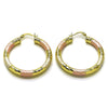 Argolla Mediana 02.213.0311.1.40 Oro Laminado, Diseño de Hueco, Diamantado, Tricolor