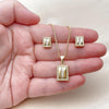 Juego de Arete y Dije de Adulto 10.342.0239 Oro Laminado, Diseño de Baguette, con Zirconia Cubica Blanca y Micro PaveBlanca, Pulido, Dorado