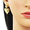 Arete Dormilona 02.282.0019 Oro Laminado, Diseño de Corazon, Pulido, Dorado