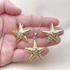 Juego de Arete y Dije de Adulto 10.282.0011 Oro Laminado, Diseño de Estrella y Caracol, Diseño de Estrella, Pulido, Dorado