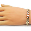 Pulsera Básica 04.213.0299.08 Oro Laminado, Diseño de Cubana, Pulido, Dorado