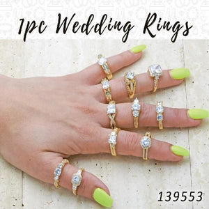 Kit Surtido de 18 Anillos de Boda Individuales de Oro Laminado al por mayor — SKU 139553