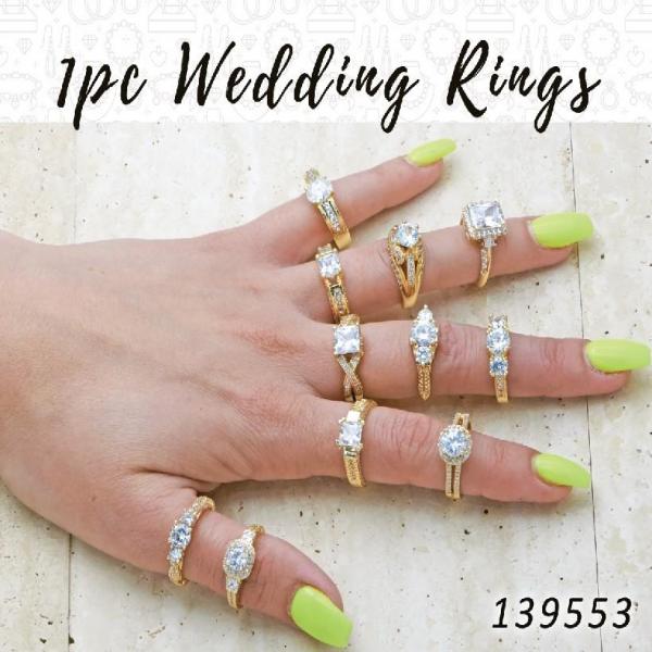 Kit Surtido de 18 Anillos de Boda Individuales de Oro Laminado al por mayor — SKU 139553