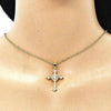 Dije Religioso 05.102.0010 Oro Laminado, Diseño de Cruz, con Micro Pave Blanca y Zirconia CubicaBlanca, Pulido, Dorado