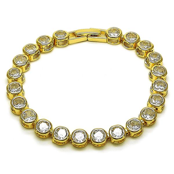 Pulsera Tennis 03.283.0462.07 Oro Laminado, con Zirconia Cubica Blanca, Pulido, Dorado