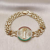 Pulsera Elegante 03.283.0340.2.07 Oro Laminado, Diseño de San Judas y Bismarco, Diseño de San Judas, con Micro Pave Multicolor, Pulido, Dorado