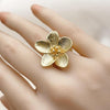 Anillo Elegante 01.282.0003 Oro Laminado, Diseño de Flor, Diamantado, Dorado