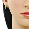 Arete Dormilona 02.342.0317 Oro Laminado, Diseño de Pajaro, con Zirconia Cubica Blanca y Micro PaveBlanca, Pulido, Dorado