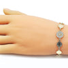 Pulsera Elegante 03.253.0117.07 Oro Laminado, Diseño de San Benito, con Zirconia Cubica Blanca, Pulido, Dorado