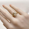 Anillo Multi Piedra 01.266.0057 Oro Laminado, Diseño de Mariposa y Oja, Diseño de Mariposa, con Micro Pave Blanca, Pulido, Dorado