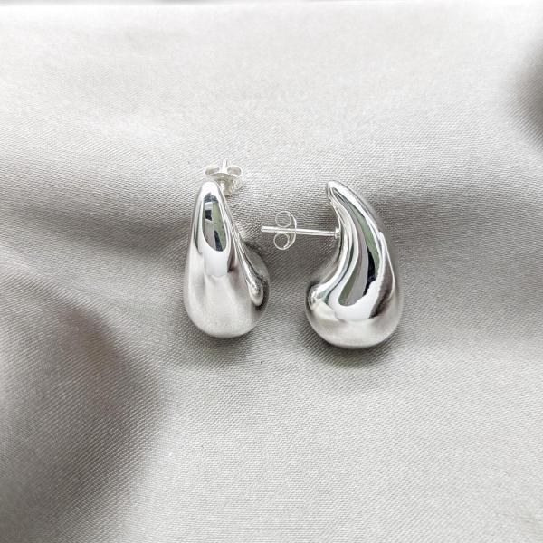 Arete Dormilona 02.395.0047 Plata Rodinada, Diseño de Gota, Pulido, Plateado