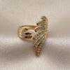 Anillo Multi Piedra 01.266.0060 Oro Laminado, Diseño de Alas, con Zirconia Cubica Blanca, Pulido, Dorado