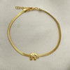 Pulsera Básica 03.02.0096.07 Oro Laminado, Diseño de Elefante y Herringbone, Diseño de Elefante, Pulido, Dorado