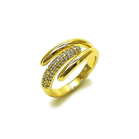 Anillo Multi Piedra 01.266.0067 Oro Laminado, con Micro Pave Blanca, Pulido, Dorado