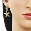 Arete Dormilona 02.163.0389 Oro Laminado, Diseño de Estrella, Diamantado, Dorado