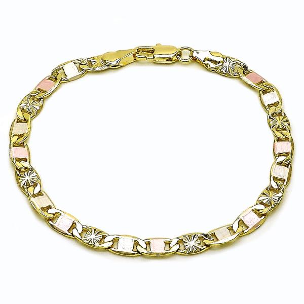 Pulsera Básica 03.213.0352.08 Oro Laminado, Diseño de Mariner, Diamantado, Tricolor