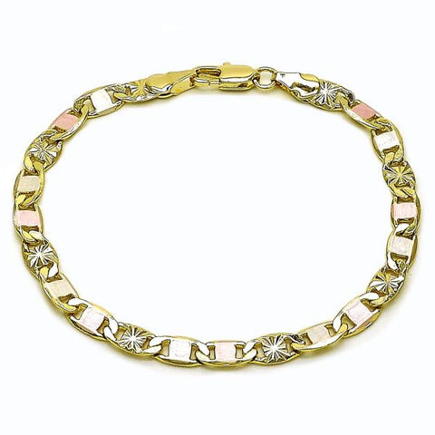 Pulsera Básica 03.213.0352.08 Oro Laminado, Diseño de Mariner, Diamantado, Tricolor