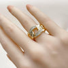 Anillo Multi Piedra 01.266.0051 Oro Laminado, Diseño de Cubana, con Micro Pave Blanca, Pulido, Dorado